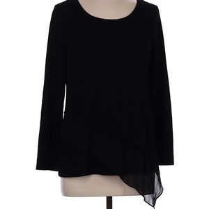AB Studio Black Long Sleeved Asymmetrical Top Size S